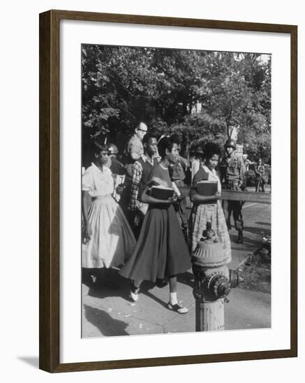 Federal Troops Escorting African American Students to School During Integration-Ed Clark-Framed Photographic Print