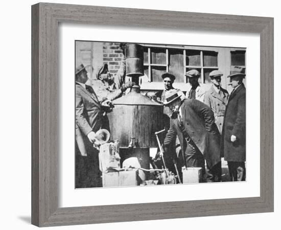 Federal Us Agents Discover an Illegal Alcohol Still During the American Prohibition (1920-33)-American Photographer-Framed Photographic Print