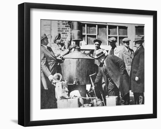 Federal Us Agents Discover an Illegal Alcohol Still During the American Prohibition (1920-33)-American Photographer-Framed Photographic Print