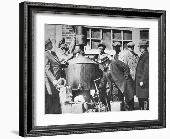 Federal Us Agents Discover an Illegal Alcohol Still During the American Prohibition (1920-33)-American Photographer-Framed Photographic Print