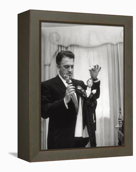 Federico Fellini and the Marionette, Rome 1960-Angelo Cozzi-Framed Premier Image Canvas