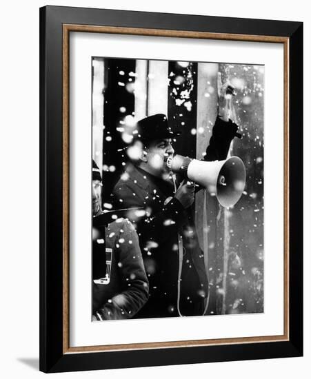 Federico Fellini on the Set-null-Framed Photographic Print