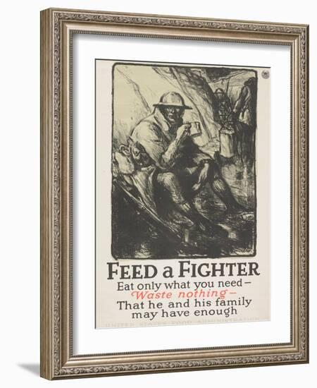 "Feed a Fighter: Eat Only What You Need--Waste Nothing" Poster, 1918-Wallace Morgan-Framed Giclee Print