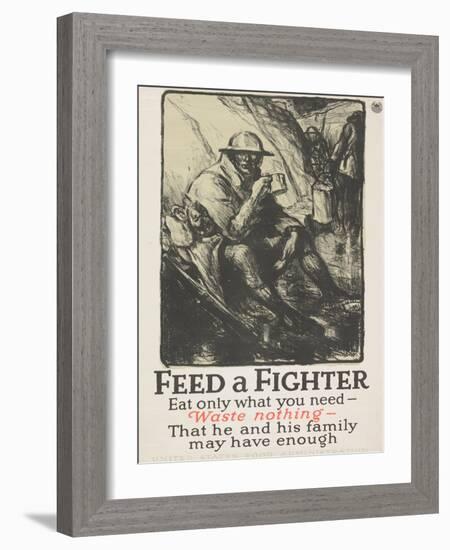 "Feed a Fighter: Eat Only What You Need--Waste Nothing" Poster, 1918-Wallace Morgan-Framed Giclee Print