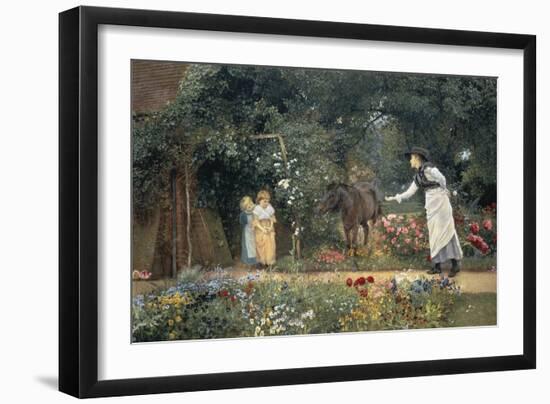 Feeding a Pony in a Surrey Garden-Edward Killingworth Johnson-Framed Giclee Print