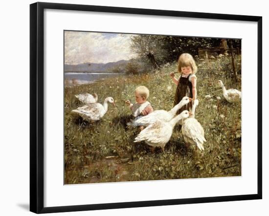 Feeding Geese, 1890-Alexander Koester-Framed Giclee Print