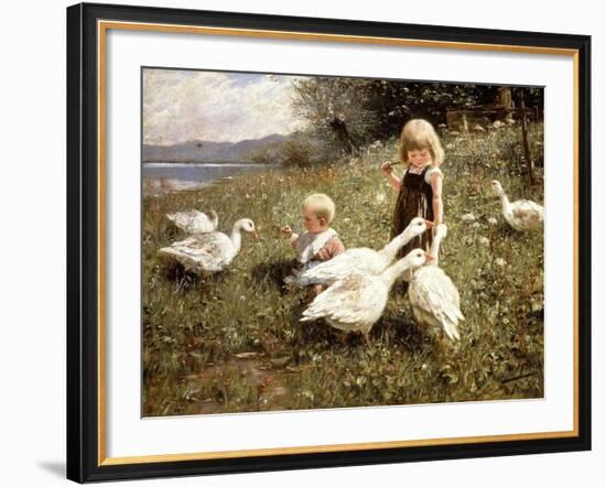 Feeding Geese, 1890-Alexander Koester-Framed Giclee Print