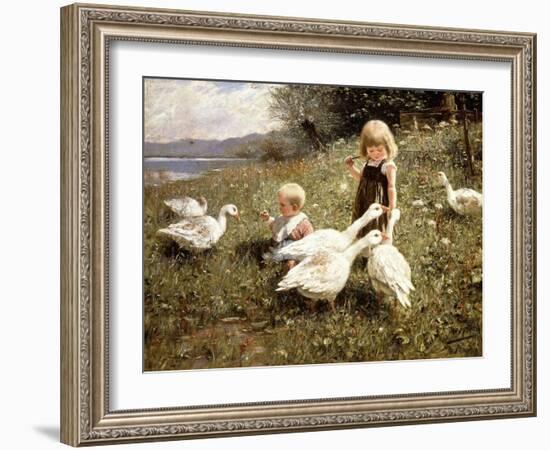 Feeding Geese, 1890-Alexander Koester-Framed Giclee Print