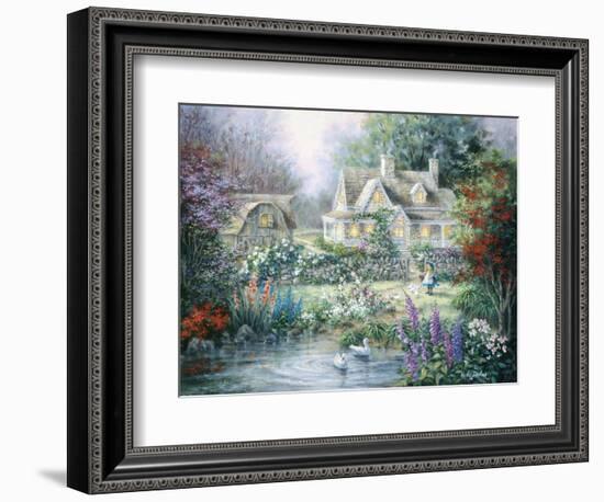 Feeding Geese-Nicky Boehme-Framed Giclee Print