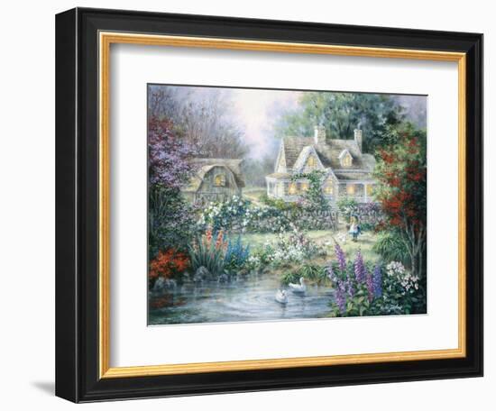 Feeding Geese-Nicky Boehme-Framed Giclee Print