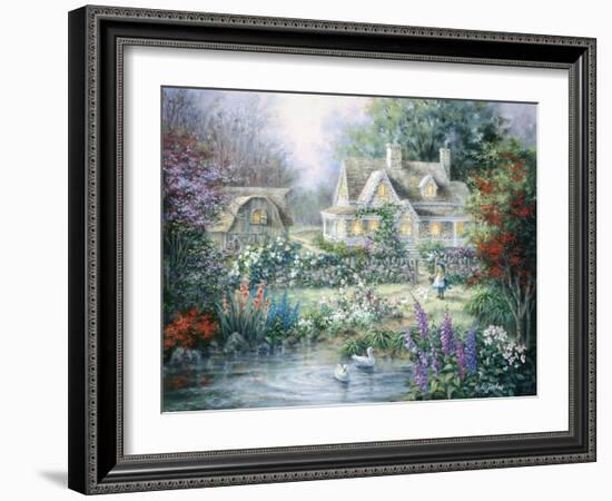 Feeding Geese-Nicky Boehme-Framed Giclee Print