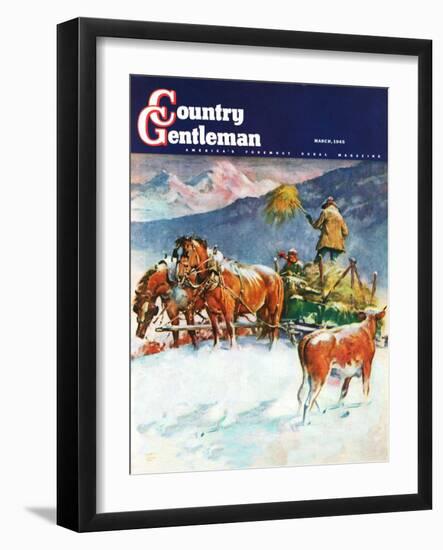 "Feeding Herd in Winter," Country Gentleman Cover, March 1, 1945-Matt Clark-Framed Giclee Print