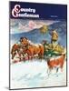 "Feeding Herd in Winter," Country Gentleman Cover, March 1, 1945-Matt Clark-Mounted Giclee Print