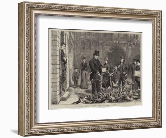 Feeding Pigeons in the Guildhall Yard-George Goodwin Kilburne-Framed Giclee Print