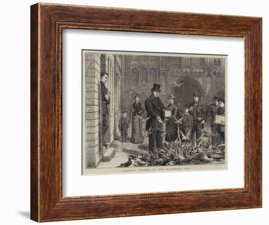 Feeding Pigeons in the Guildhall Yard-George Goodwin Kilburne-Framed Giclee Print