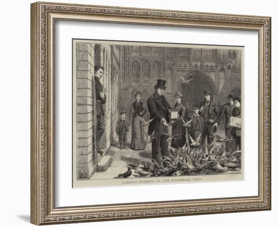 Feeding Pigeons in the Guildhall Yard-George Goodwin Kilburne-Framed Giclee Print