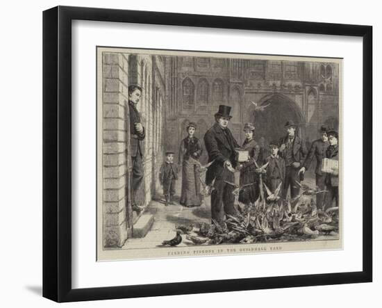 Feeding Pigeons in the Guildhall Yard-George Goodwin Kilburne-Framed Giclee Print