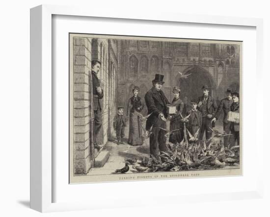 Feeding Pigeons in the Guildhall Yard-George Goodwin Kilburne-Framed Giclee Print