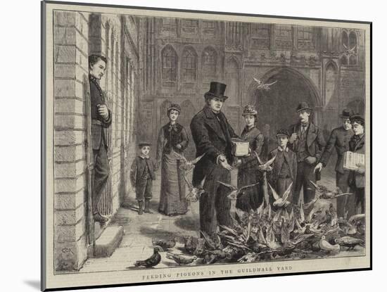 Feeding Pigeons in the Guildhall Yard-George Goodwin Kilburne-Mounted Giclee Print