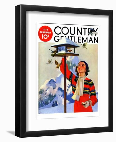 "Feeding the Birds," Country Gentleman Cover, February 1, 1936-Jack Murray-Framed Giclee Print