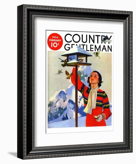 "Feeding the Birds," Country Gentleman Cover, February 1, 1936-Jack Murray-Framed Giclee Print