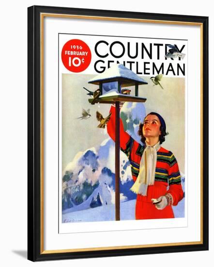 "Feeding the Birds," Country Gentleman Cover, February 1, 1936-Jack Murray-Framed Giclee Print