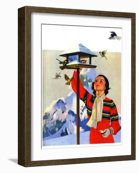 "Feeding the Birds,"February 1, 1936-Jack Murray-Framed Giclee Print