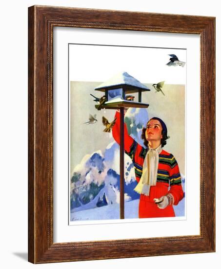 "Feeding the Birds,"February 1, 1936-Jack Murray-Framed Giclee Print