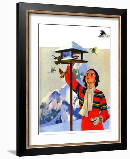 "Feeding the Birds,"February 1, 1936-Jack Murray-Framed Giclee Print