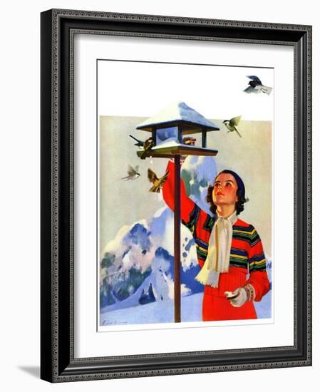 "Feeding the Birds,"February 1, 1936-Jack Murray-Framed Giclee Print