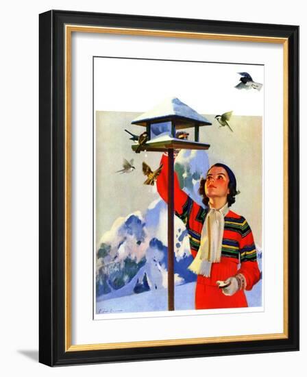 "Feeding the Birds,"February 1, 1936-Jack Murray-Framed Giclee Print