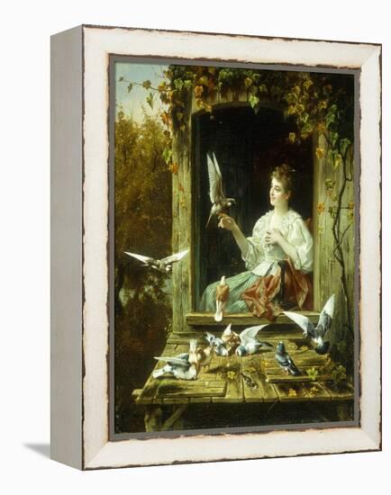 Feeding the Birds-Jan Pieter Portielje-Framed Premier Image Canvas