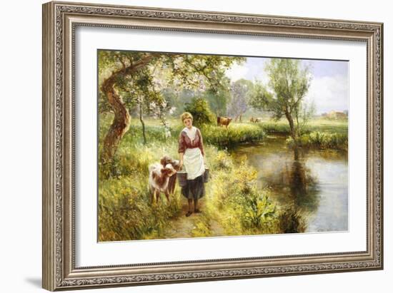 Feeding the Calves-Ernest Walbourn-Framed Giclee Print