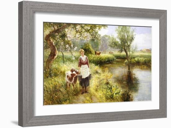 Feeding the Calves-Ernest Walbourn-Framed Giclee Print