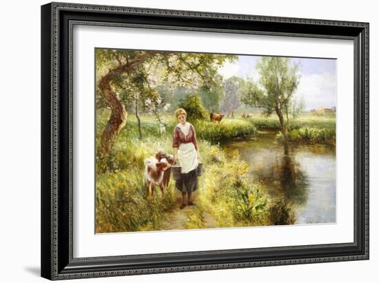 Feeding the Calves-Ernest Walbourn-Framed Giclee Print