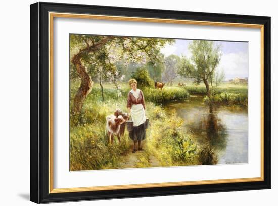 Feeding the Calves-Ernest Walbourn-Framed Giclee Print