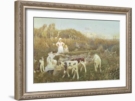 Feeding the Calves-Thomas J. Lloyd-Framed Giclee Print