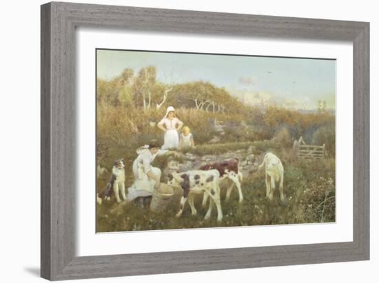 Feeding the Calves-Thomas J. Lloyd-Framed Giclee Print