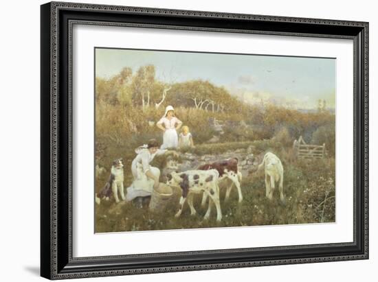 Feeding the Calves-Thomas J. Lloyd-Framed Giclee Print