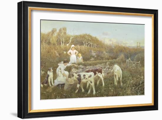 Feeding the Calves-Thomas J. Lloyd-Framed Giclee Print