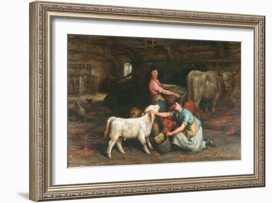 Feeding The Calves-Joseph Denovan Adam-Framed Giclee Print