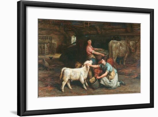 Feeding The Calves-Joseph Denovan Adam-Framed Giclee Print