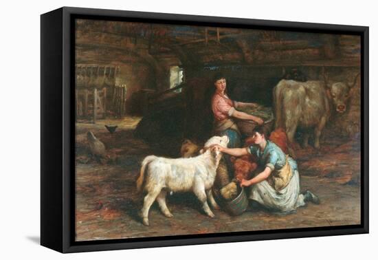 Feeding The Calves-Joseph Denovan Adam-Framed Premier Image Canvas