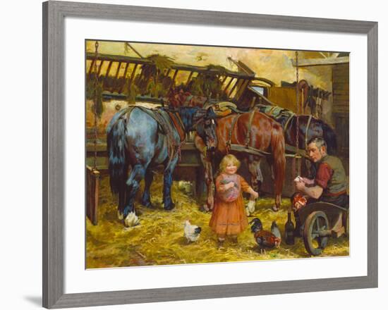 Feeding the Chickens-Arthur Elsley-Framed Premium Giclee Print