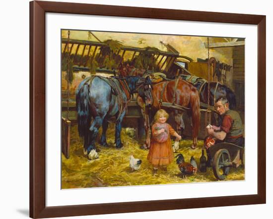 Feeding the Chickens-Arthur Elsley-Framed Premium Giclee Print