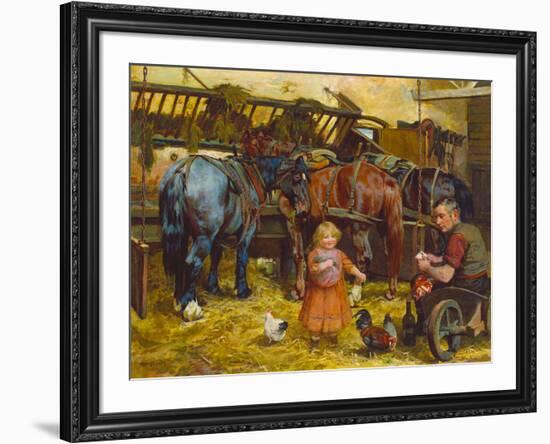 Feeding the Chickens-Arthur Elsley-Framed Premium Giclee Print