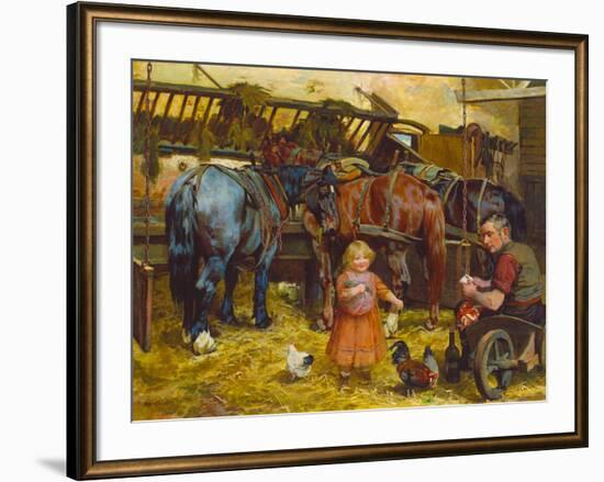 Feeding the Chickens-Arthur Elsley-Framed Premium Giclee Print