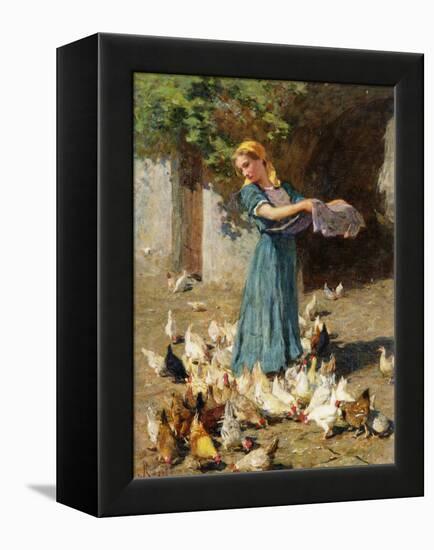 Feeding the Chickens-Luigi Rossi-Framed Premier Image Canvas