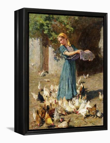 Feeding the Chickens-Luigi Rossi-Framed Premier Image Canvas