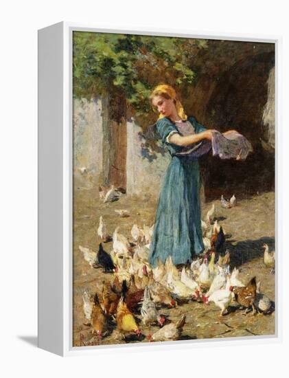 Feeding the Chickens-Luigi Rossi-Framed Premier Image Canvas